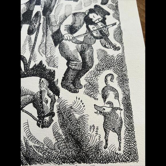 EMMANUAL SNITKOVSKY INK ON PAPER JEWISH ART NUMBERED AND SIGNED MINT COND 1970S - Picture 6 of 13